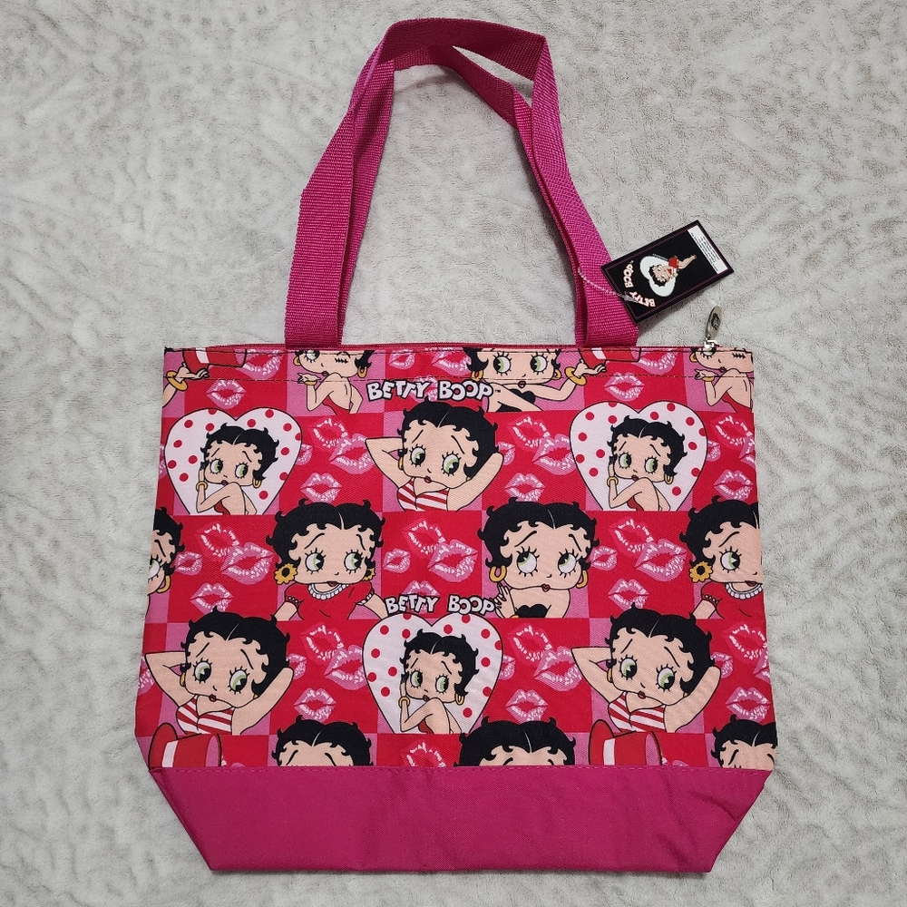BETTY BOOP SHOULDER TOTE BAG WITH ATTACHED COIN PURSE, PINK